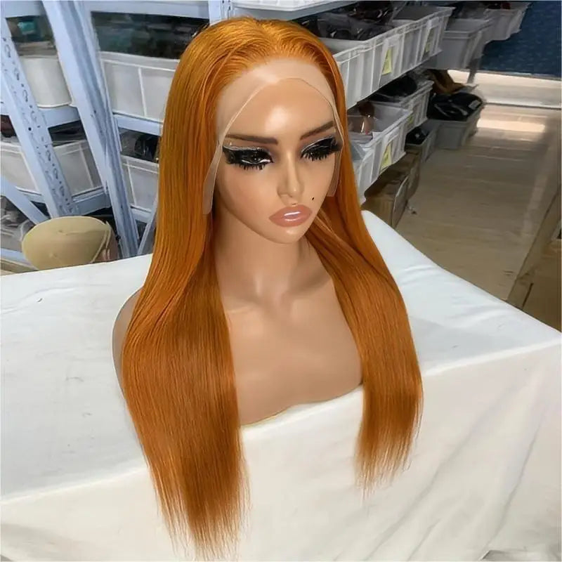 Perruque cuivrée 350#, lisse ou ondulée, avec dentelle