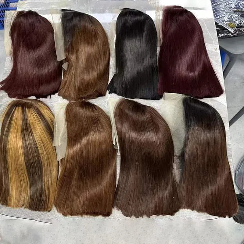 Perruque bob en cheveux humains avec dentelle frontale, sans colle