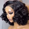 Perruque bouclée en cheveux humains, dentelle transparente 4 × 4