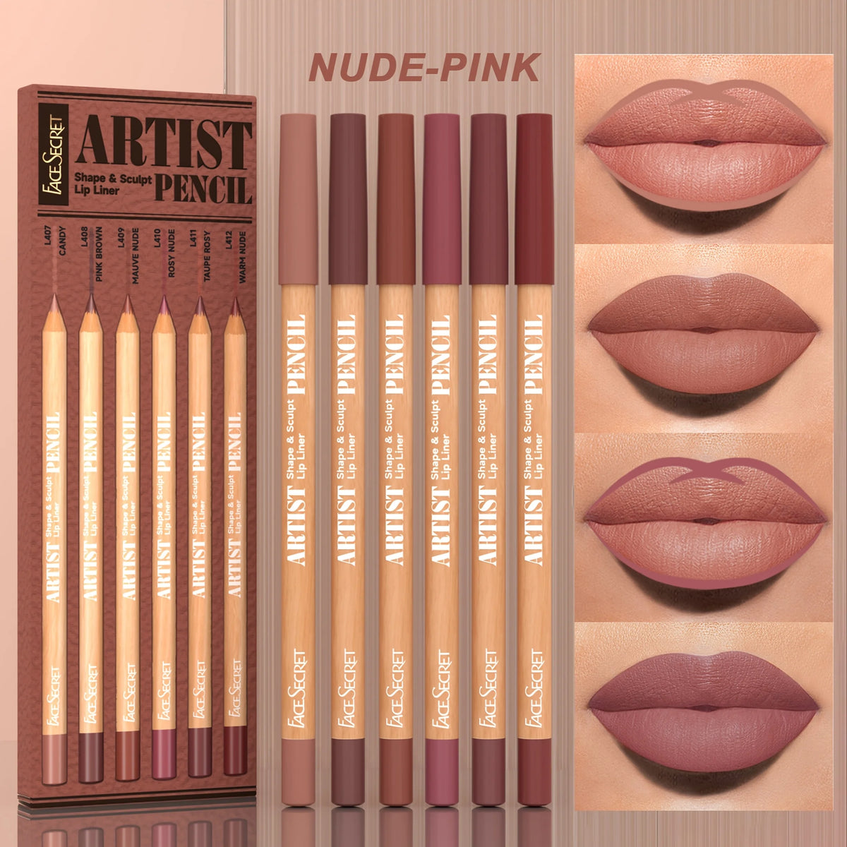 Ensemble de maquillage pour les lèvres, 6 pièces, 5 coloris