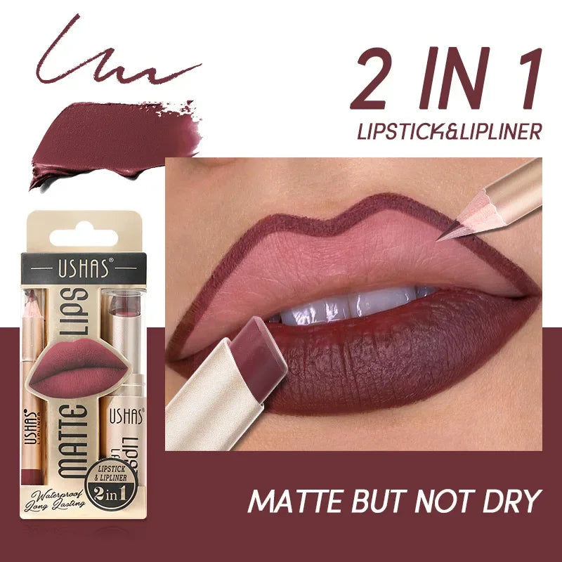 Duo rouge à lèvres et crayon contour des lèvres, 12 teintes