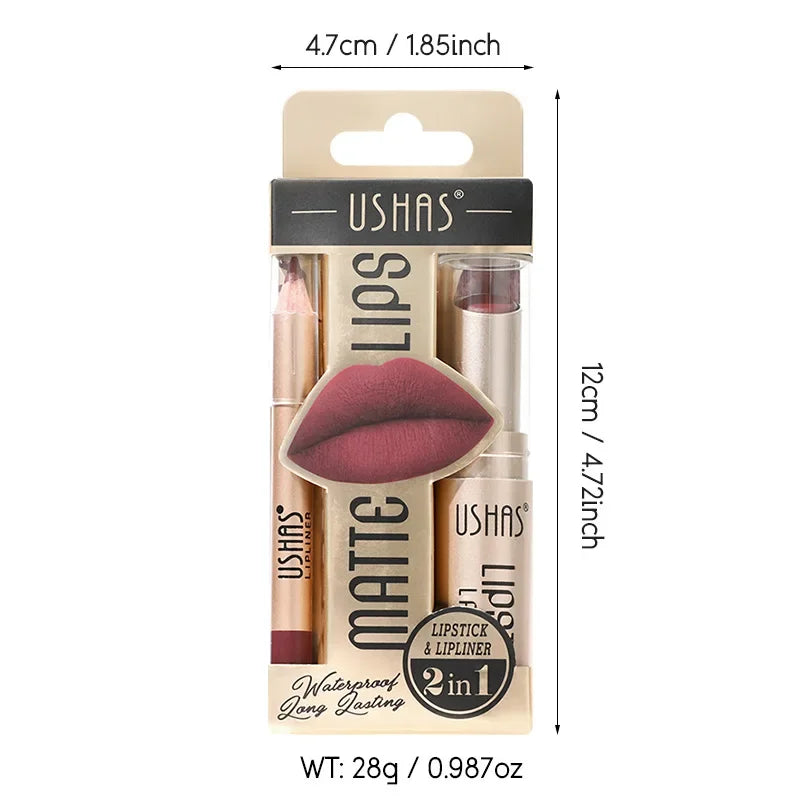 Duo rouge à lèvres et crayon contour des lèvres, 12 teintes