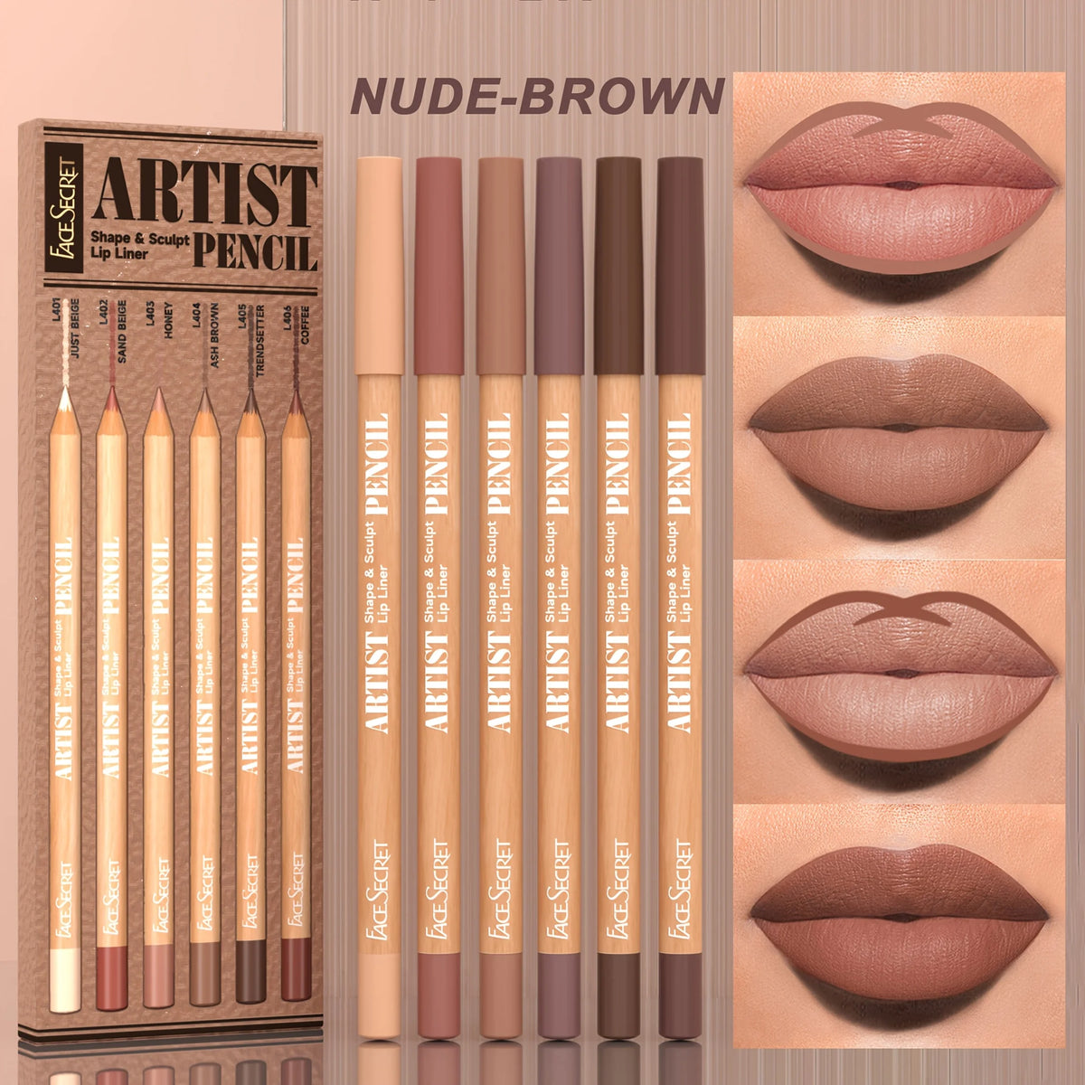 Ensemble de maquillage pour les lèvres, 6 pièces, 5 coloris