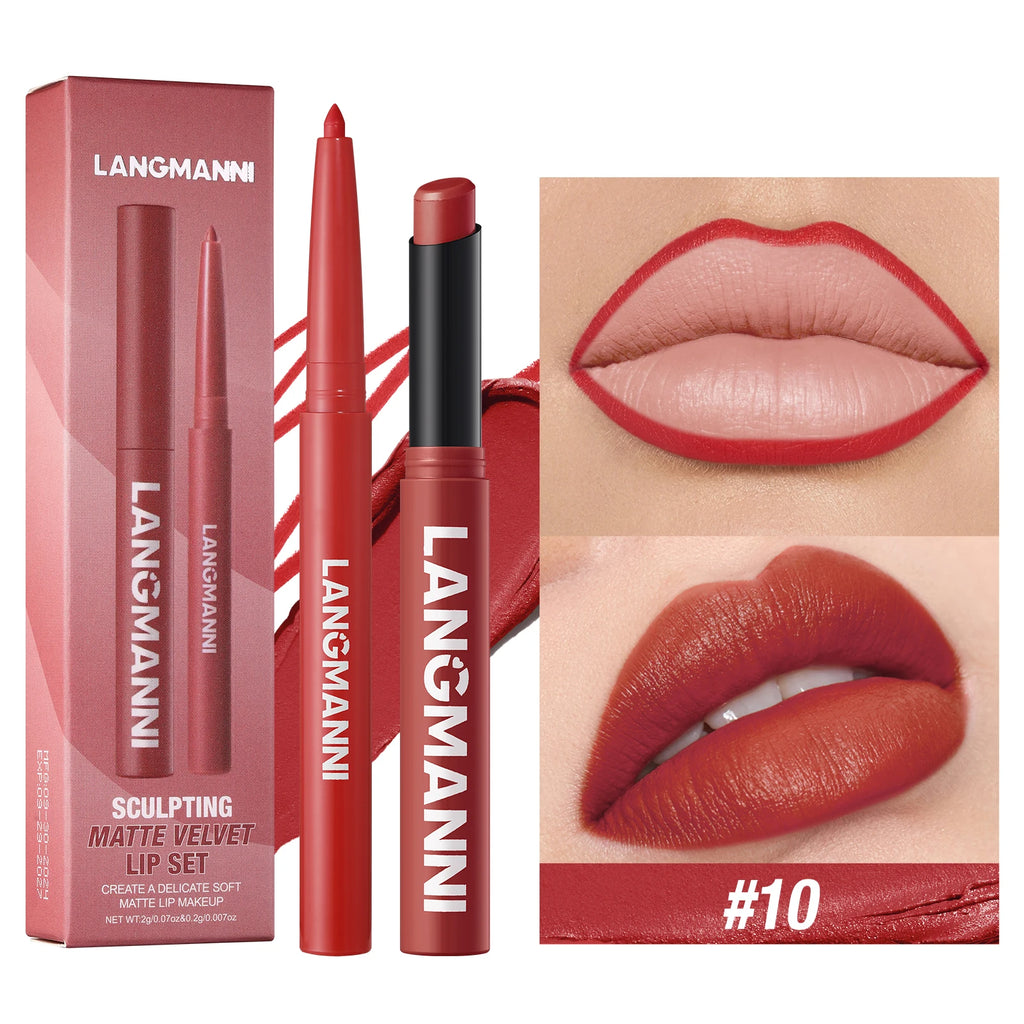 Duo crayon contour des lèvres et rouge à lèvres mat, 12 teintes