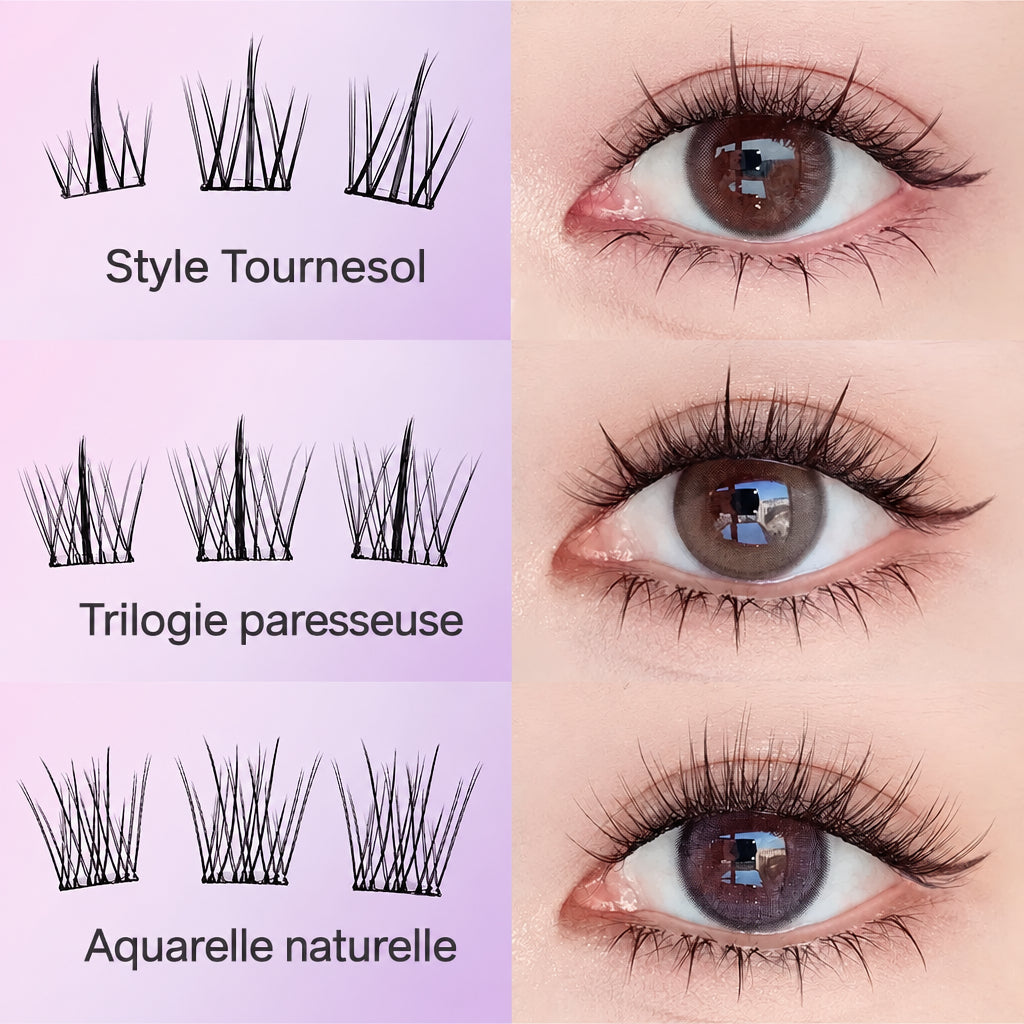 Faux cils individuels sans colle, 10 rangées, 10–12 mm, courbure C, effet naturel