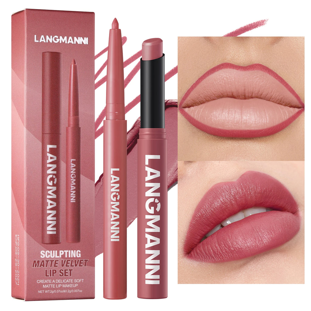 Duo crayon contour des lèvres et rouge à lèvres mat, 12 teintes