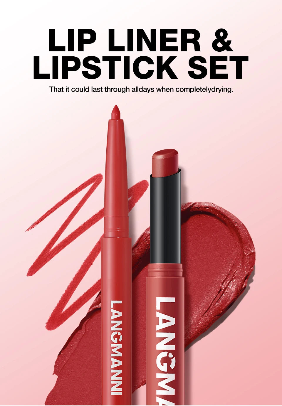 Duo crayon contour des lèvres et rouge à lèvres mat, 12 teintes