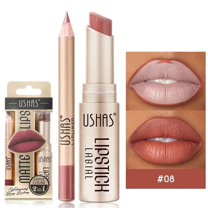 Duo rouge à lèvres et crayon contour des lèvres, 12 teintes