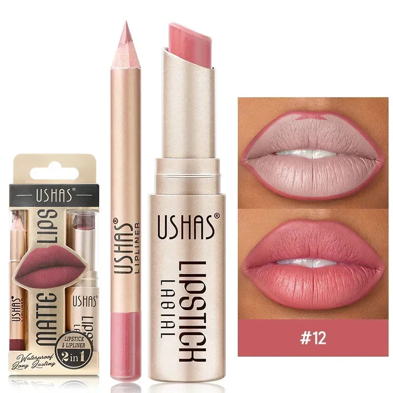 Duo rouge à lèvres et crayon contour des lèvres, 12 teintes