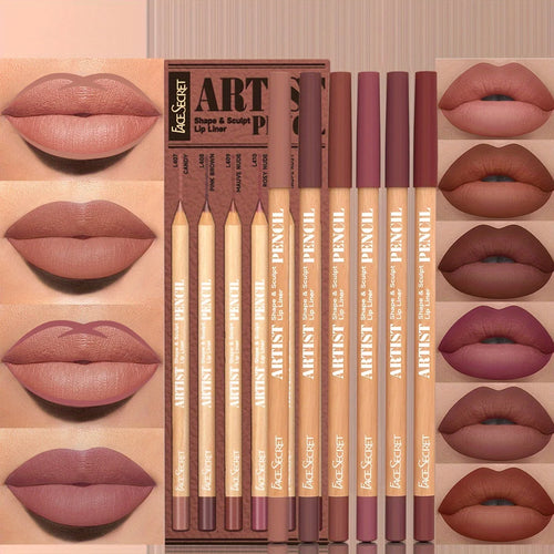 Ensemble de maquillage pour les lèvres, 6 pièces, 5 coloris