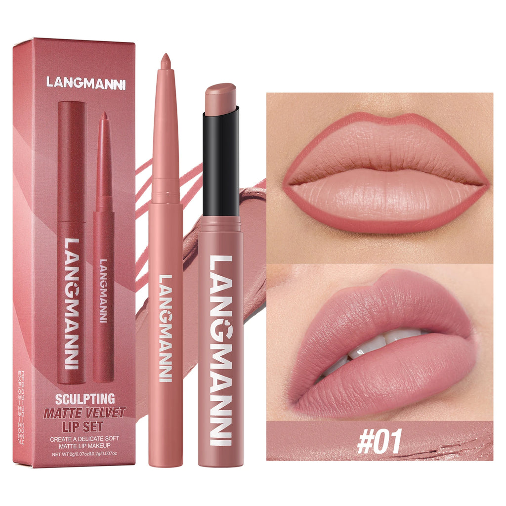 Duo crayon contour des lèvres et rouge à lèvres mat, 12 teintes