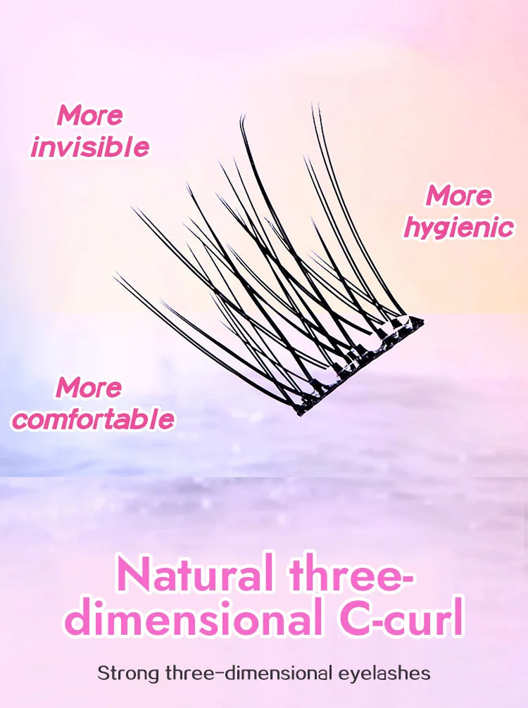 Faux cils individuels sans colle, 10 rangées, 10–12 mm, courbure C, effet naturel