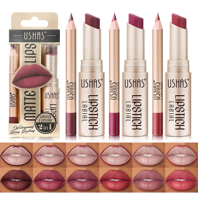 Duo rouge à lèvres et crayon contour des lèvres, 12 teintes