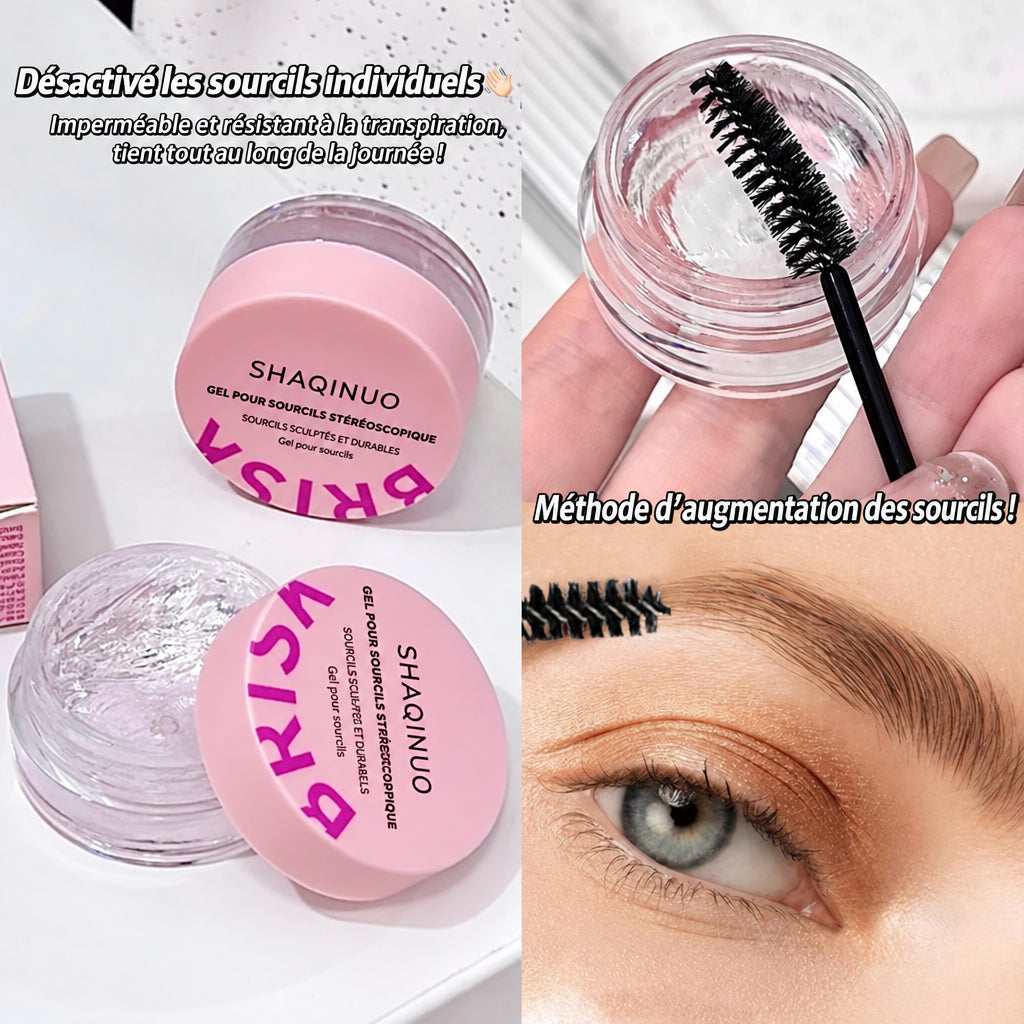 Gel fixateur 3D pour sourcils, gel à sourcils, texture gel, effet naturel