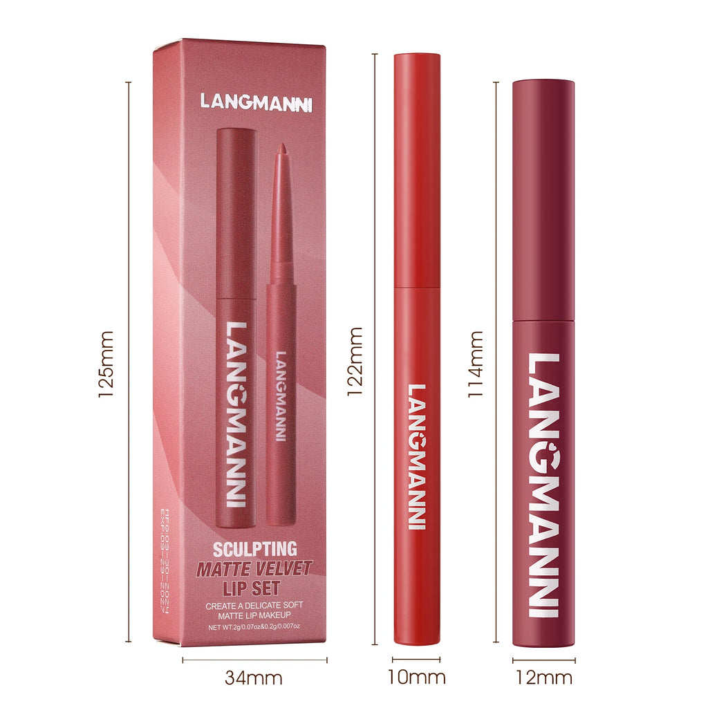 Duo crayon contour des lèvres et rouge à lèvres mat, 12 teintes