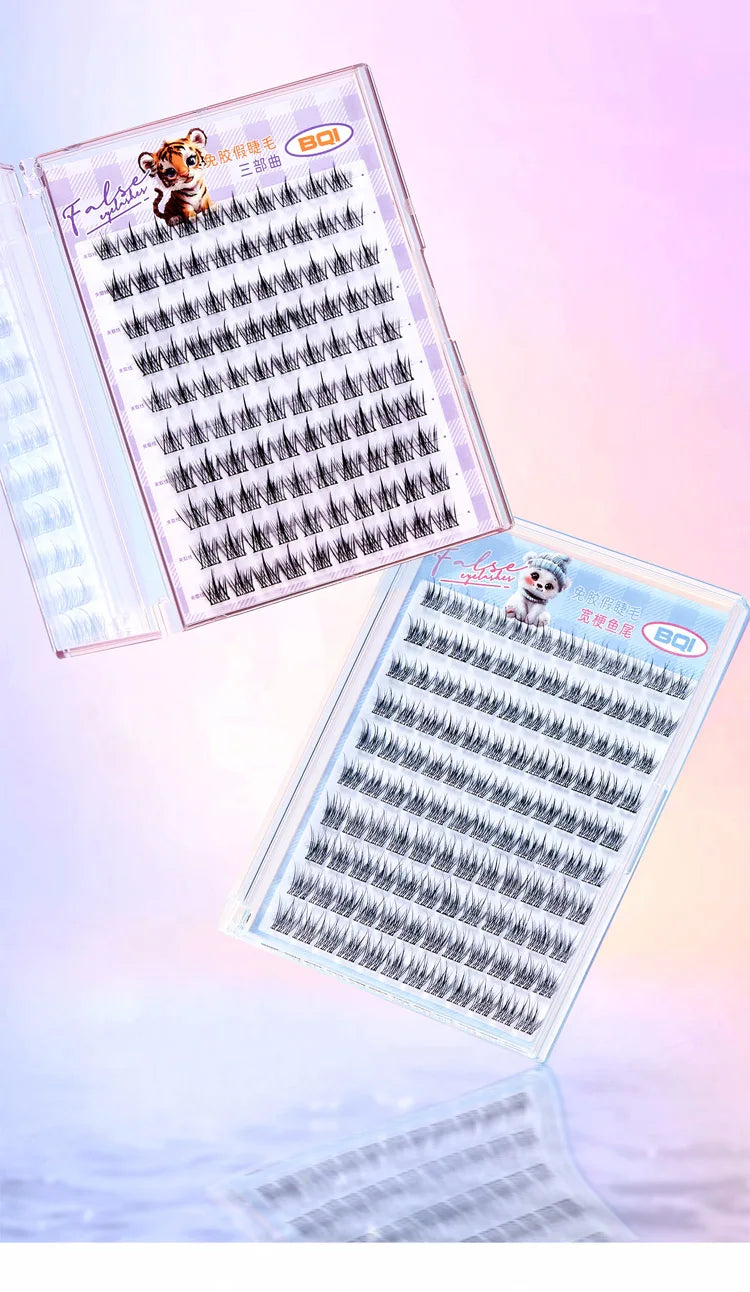 Faux cils individuels sans colle, 10 rangées, 10–12 mm, courbure C, effet naturel