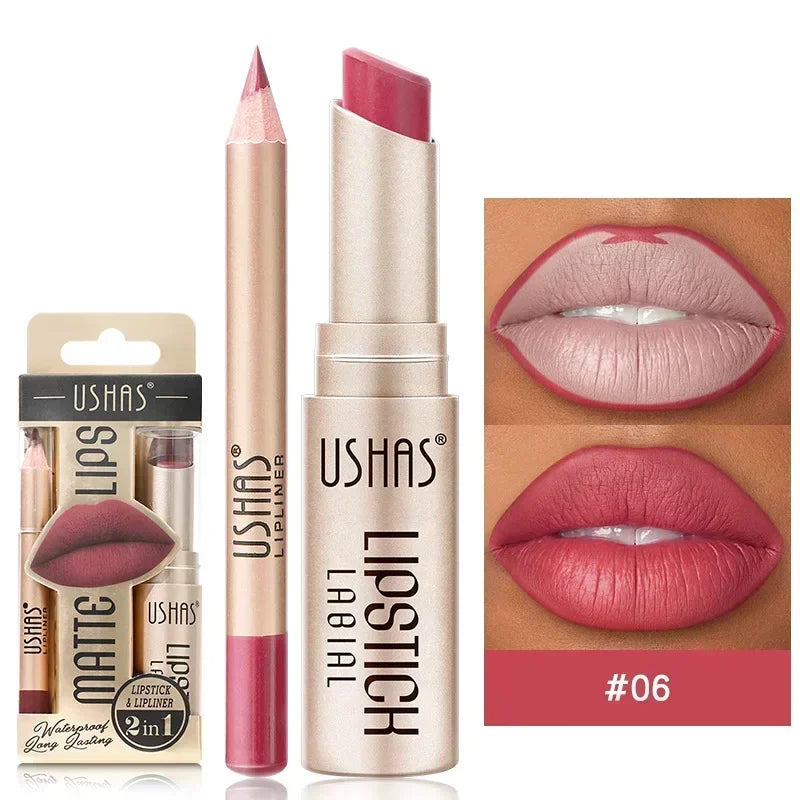 Duo rouge à lèvres et crayon contour des lèvres, 12 teintes