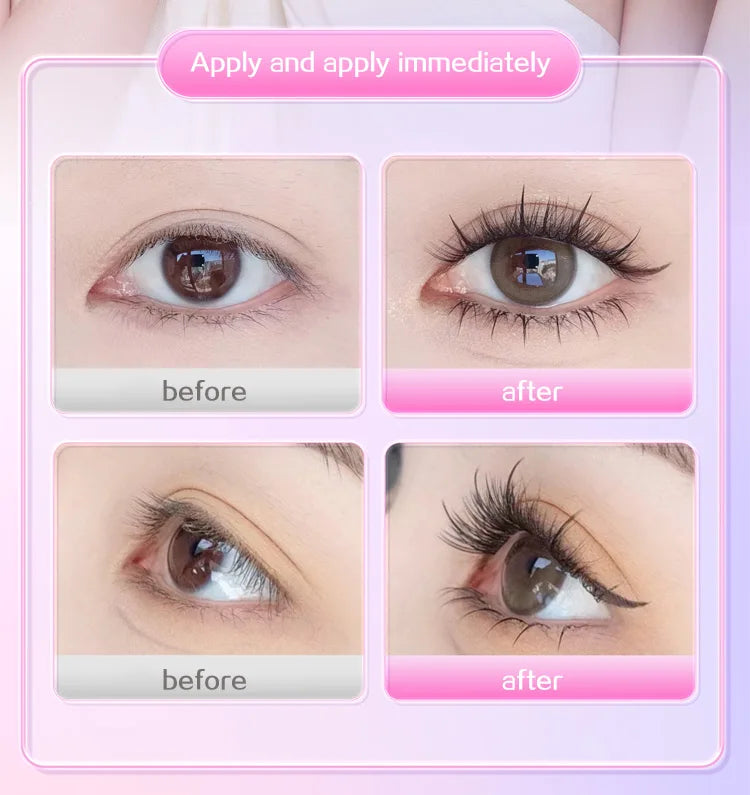 Faux cils individuels sans colle, 10 rangées, 10–12 mm, courbure C, effet naturel