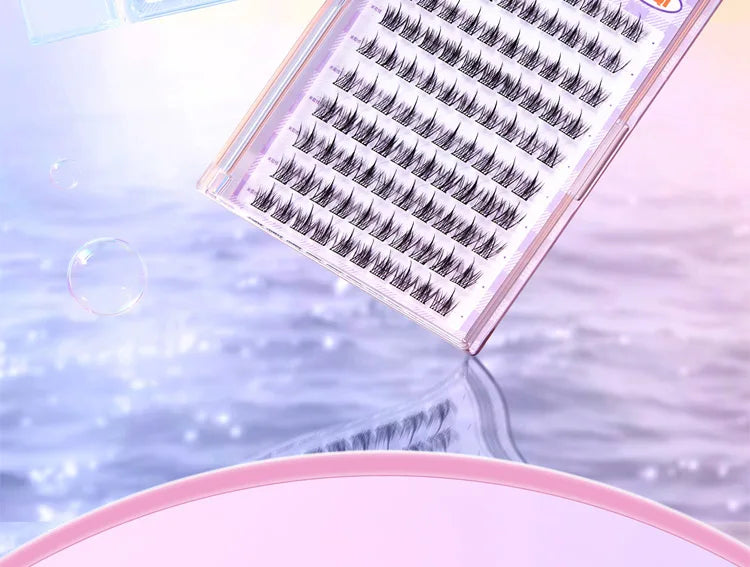 Faux cils individuels sans colle, 10 rangées, 10–12 mm, courbure C, effet naturel