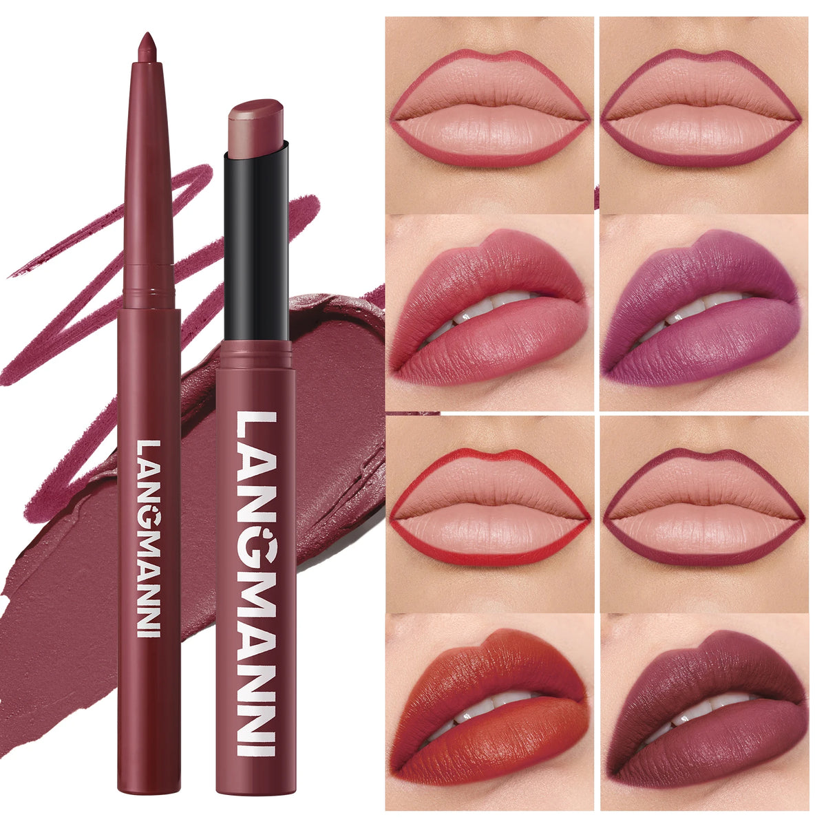 Duo crayon contour des lèvres et rouge à lèvres mat, 12 teintes