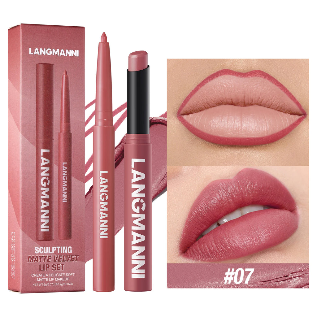 Duo crayon contour des lèvres et rouge à lèvres mat, 12 teintes