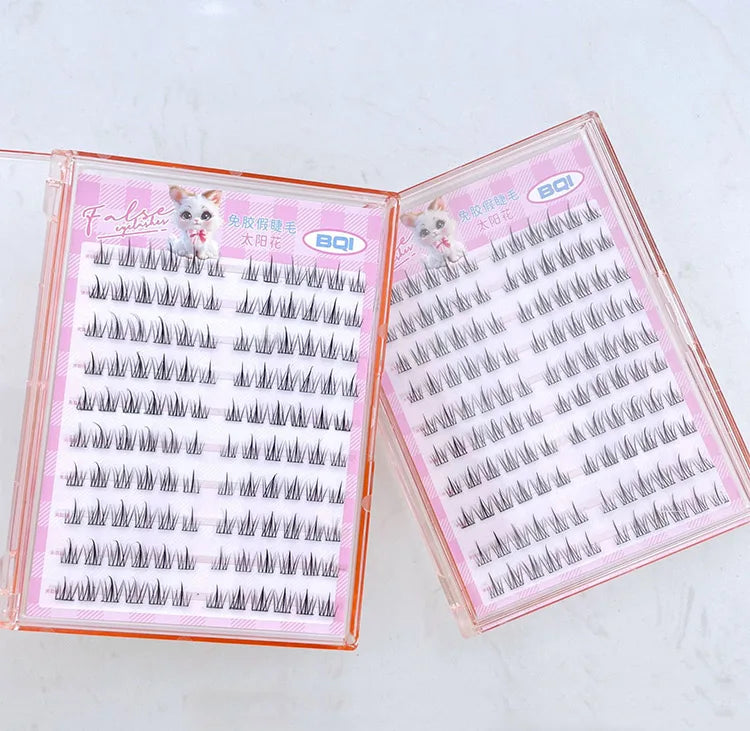 Faux cils individuels sans colle, 10 rangées, 10–12 mm, courbure C, effet naturel