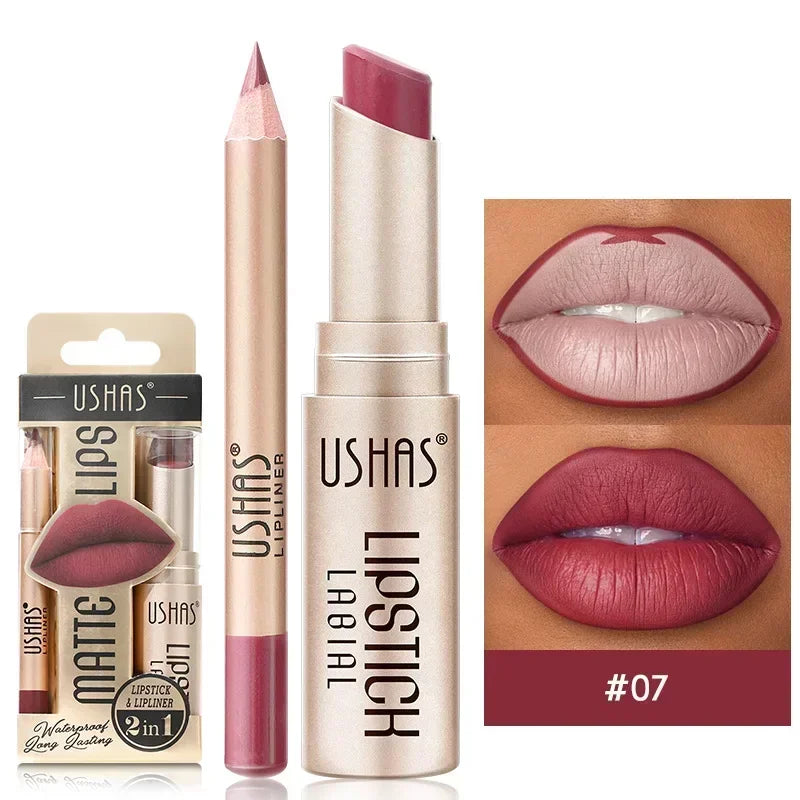 Duo rouge à lèvres et crayon contour des lèvres, 12 teintes