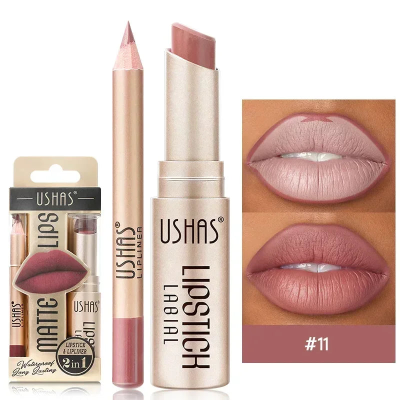 Duo rouge à lèvres et crayon contour des lèvres, 12 teintes