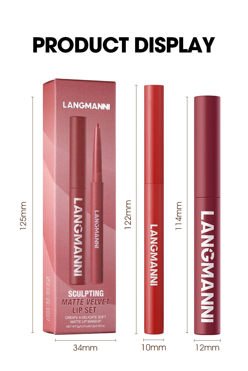 Duo crayon contour des lèvres et rouge à lèvres mat, 12 teintes