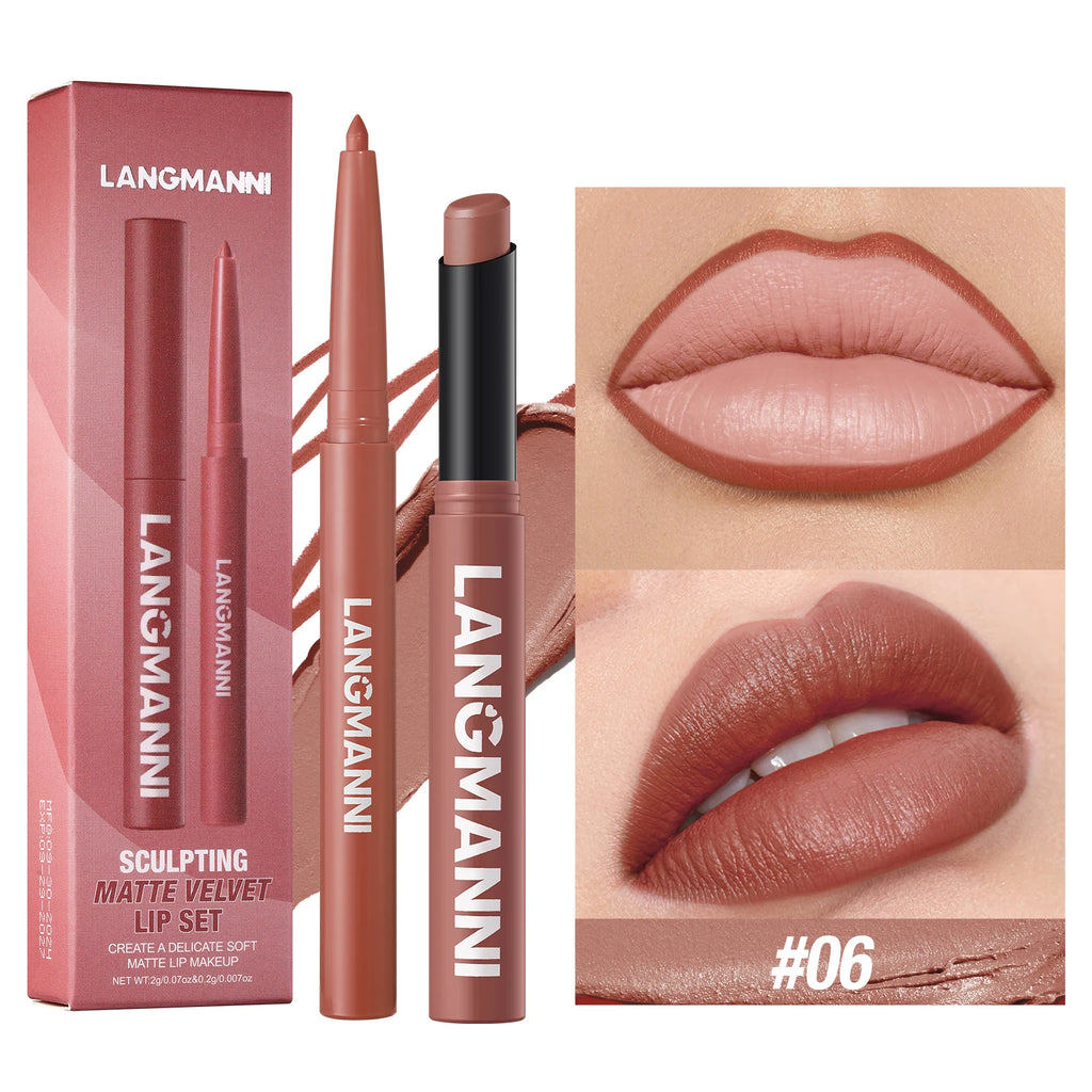 Duo crayon contour des lèvres et rouge à lèvres mat, 12 teintes