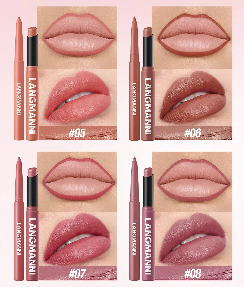 Duo crayon contour des lèvres et rouge à lèvres mat, 12 teintes