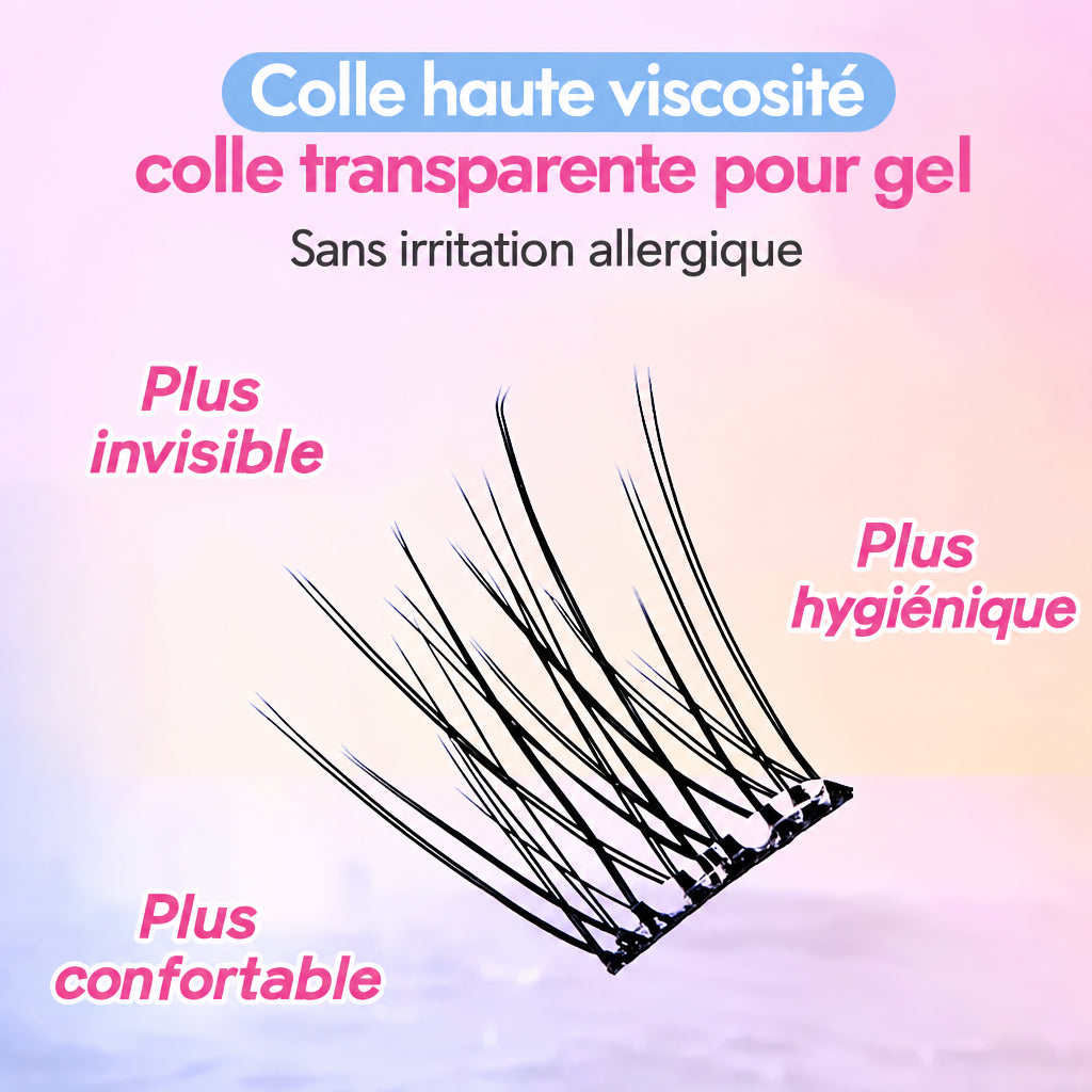 Faux cils individuels sans colle, 10 rangées, 10–12 mm, courbure C, effet naturel
