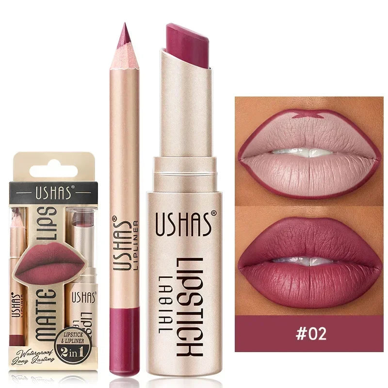 Duo rouge à lèvres et crayon contour des lèvres, 12 teintes