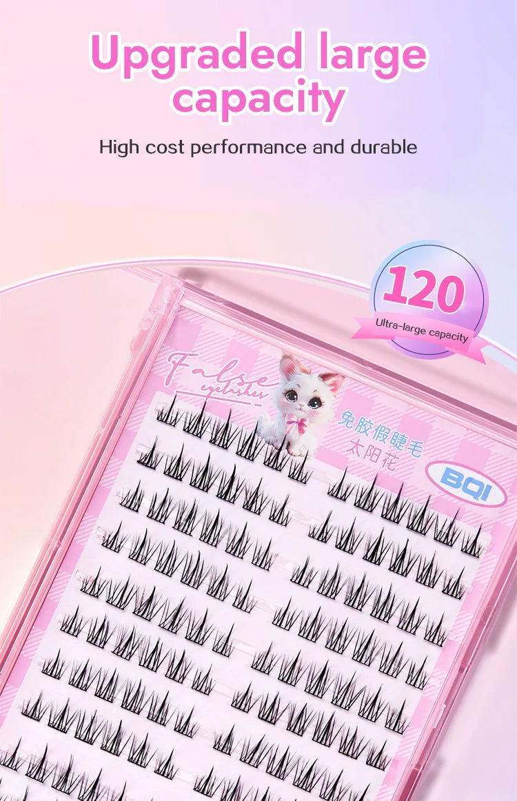Faux cils individuels sans colle, 10 rangées, 10–12 mm, courbure C, effet naturel