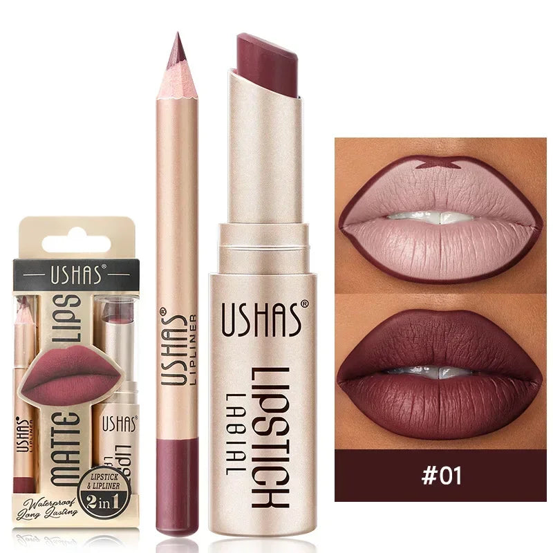 Duo rouge à lèvres et crayon contour des lèvres, 12 teintes