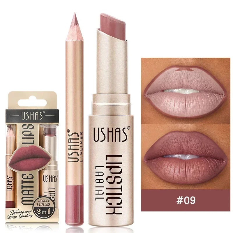 Duo rouge à lèvres et crayon contour des lèvres, 12 teintes