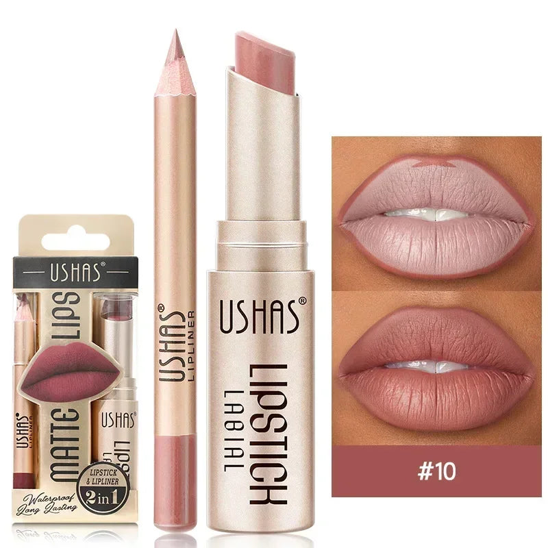 Duo rouge à lèvres et crayon contour des lèvres, 12 teintes