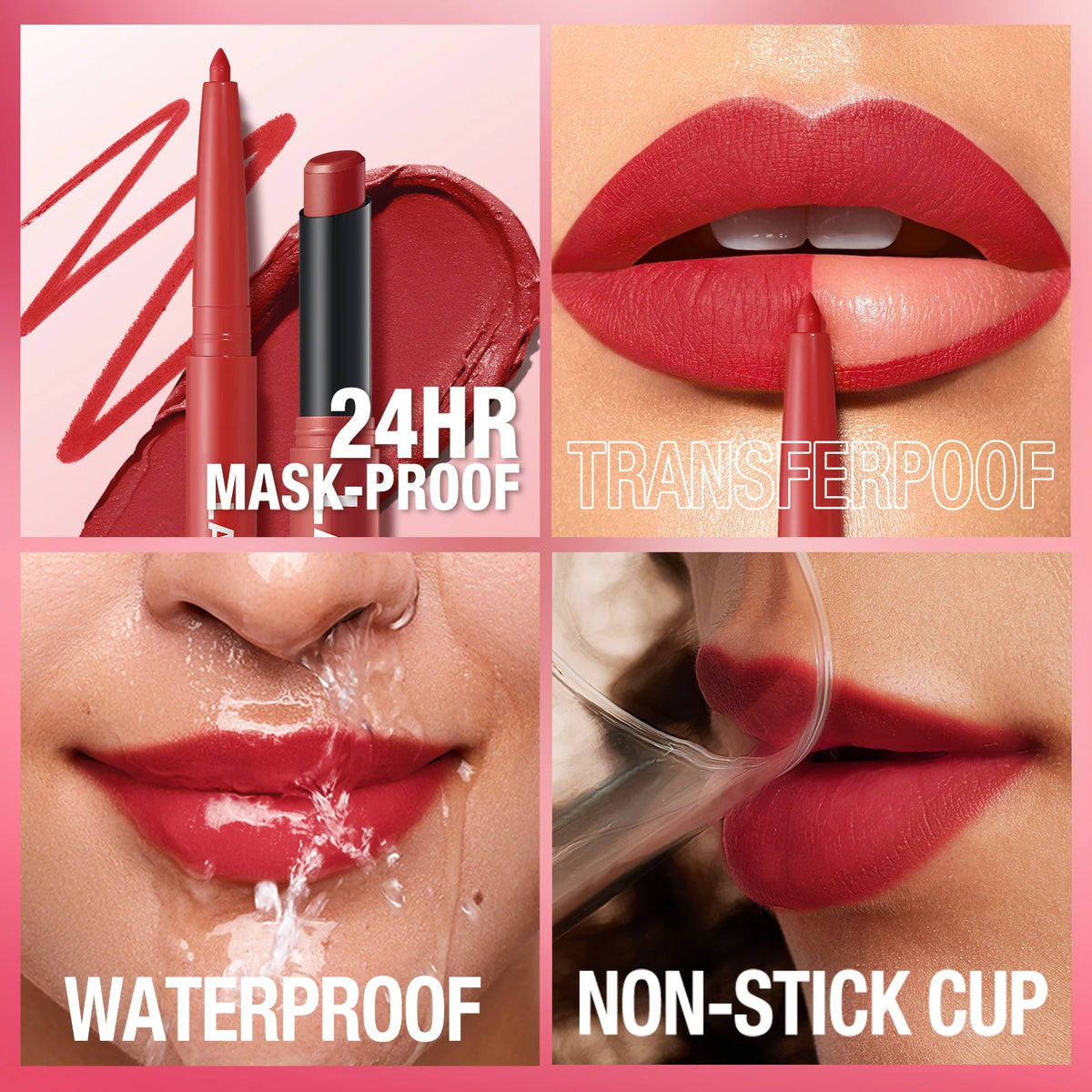 Duo crayon contour des lèvres et rouge à lèvres mat, 12 teintes