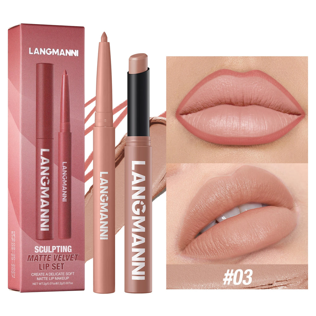 Duo crayon contour des lèvres et rouge à lèvres mat, 12 teintes