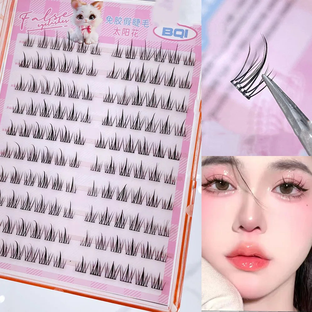 Faux cils individuels sans colle, 10 rangées, 10–12 mm, courbure C, effet naturel
