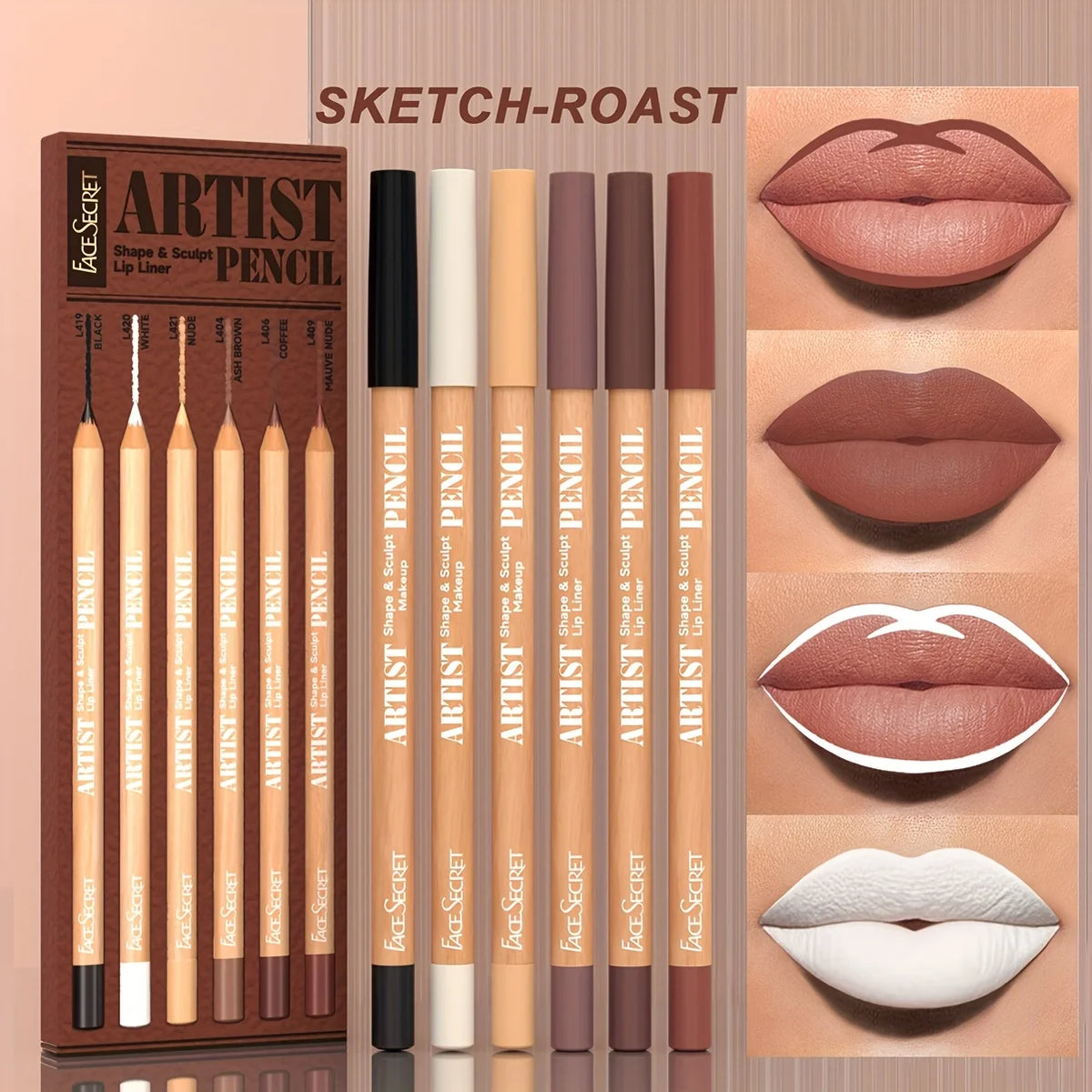 Ensemble de maquillage pour les lèvres, 6 pièces, 5 coloris