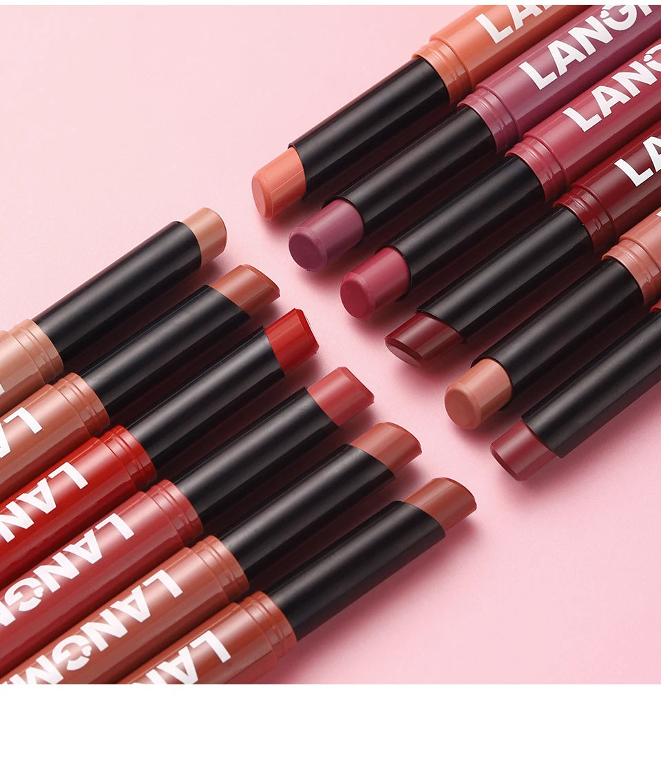 Duo crayon contour des lèvres et rouge à lèvres mat, 12 teintes